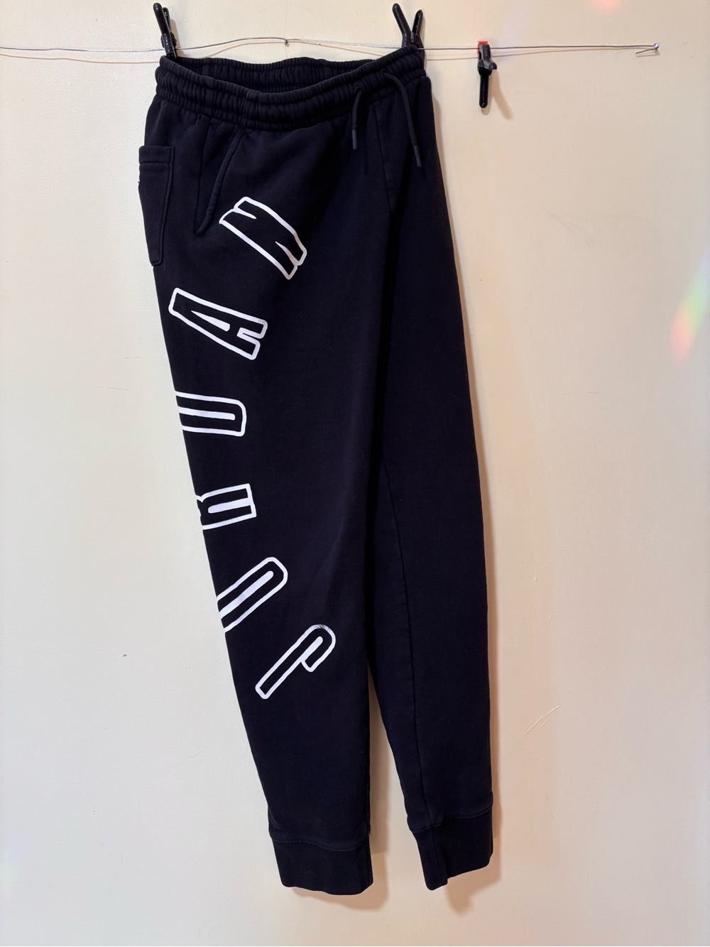 Jordan Black Jogger Sweatpants with White Side Graphic - Kids